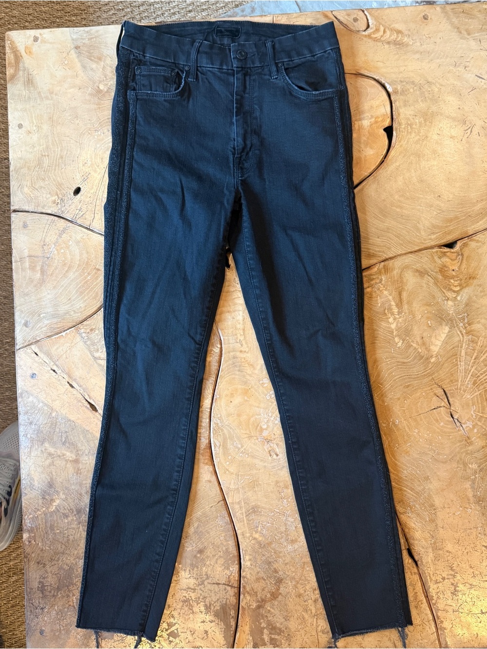 Mother Jeans HW Looker Ankle Fray, Guilty Party Racer. Size 26. Black jean.